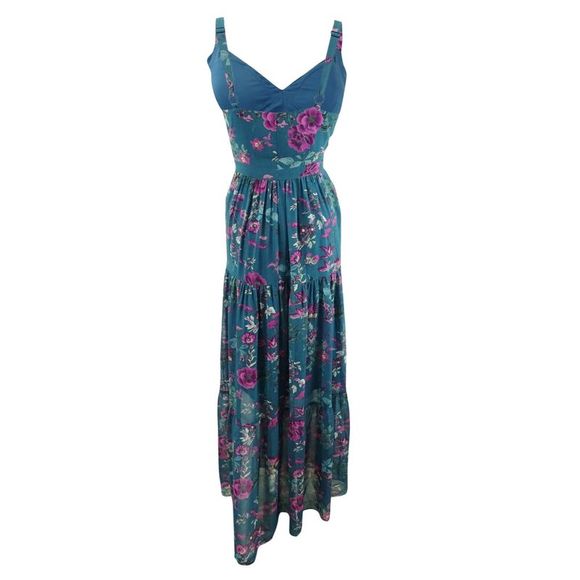 Rachel Rachel Roy Women's Printed Cutout Maxi Dress - Teal Combo - Picture 3 of 3